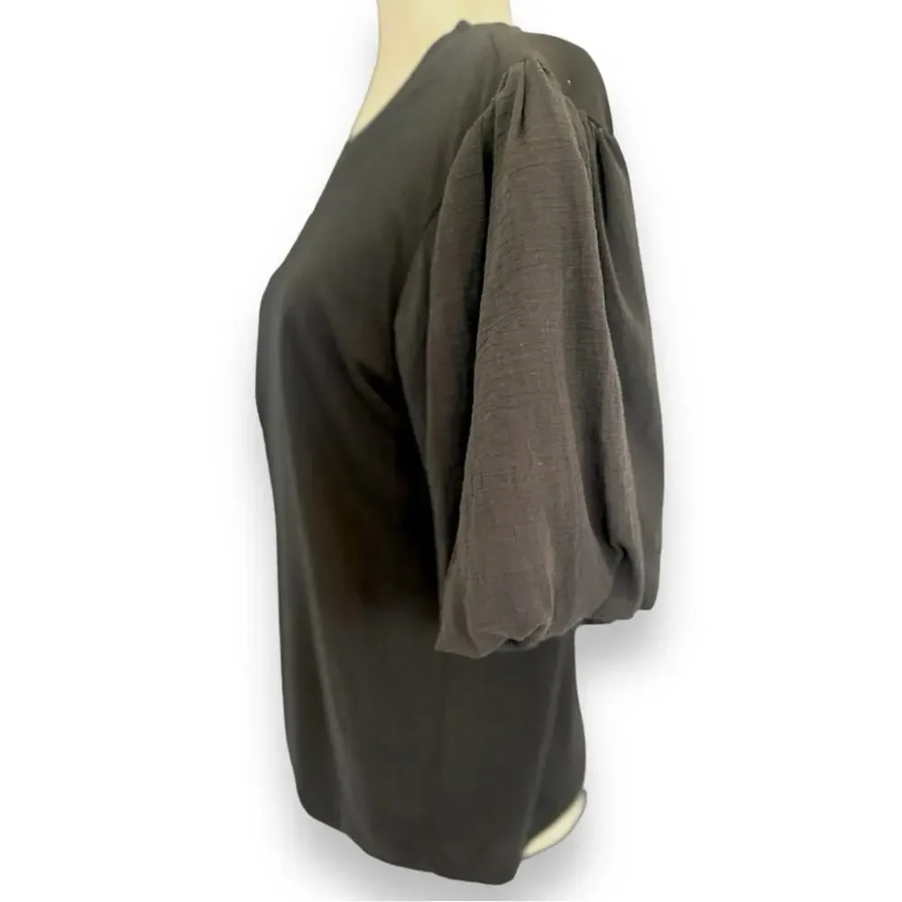 Sanctuary - Dream State Tee, Black Puff Sleeve Top Size Medium - Picture 5 of 13